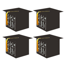 4 Academic Success Themed Storage Boxes Dark Color With Space