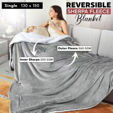 (SILVER, Single) SHERPA FLEECE BLANKETS THICK BLANKET SOFT WARM PLUSH THROW