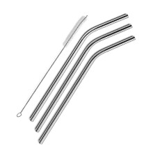 3 Pcs Stainless Steel Metal Drinking Straw Straws + 1 Cleaner Brush