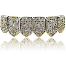 18k Gold Plated Macro Pave Cz Iced-Out Grillz with Extra Molding Bars Included