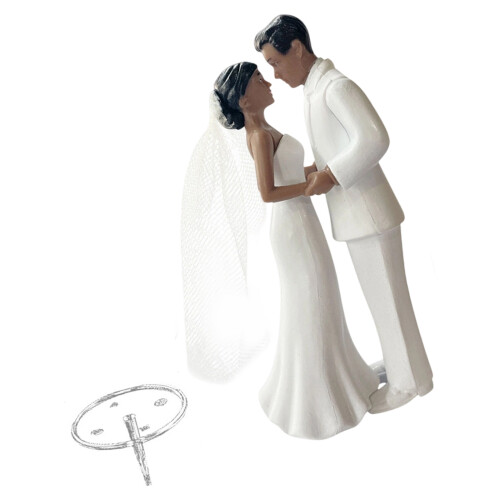 Stylish Plastic Cake Toppers For Wedding Ceremony-White