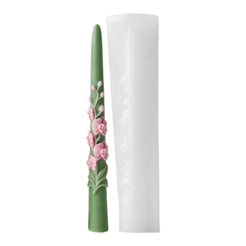 Long Handle Silicone Floral Relief Mould For Scented-5613
