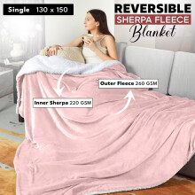 (Single Sherpa Blankets, Pink -Sherpa Blanket) Sherpa Fleece Blankets Reversible Plush Throw Soft Warm Luxurious Double Layer Sofa Bed Blanket