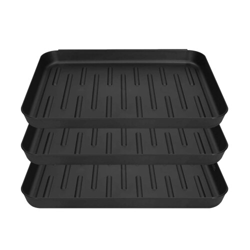 Black Boot Tray Mat Waterproof Raised Edge 3 Pack 2
