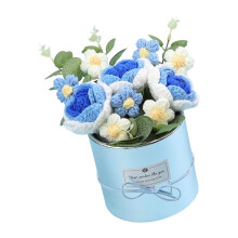 Bouquets de roses au Crochet en Pot, fleurs artificielles-3