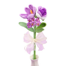 Bunte handgefertigte Tulpen-Rosenbündel aus Garn, ideal für-C