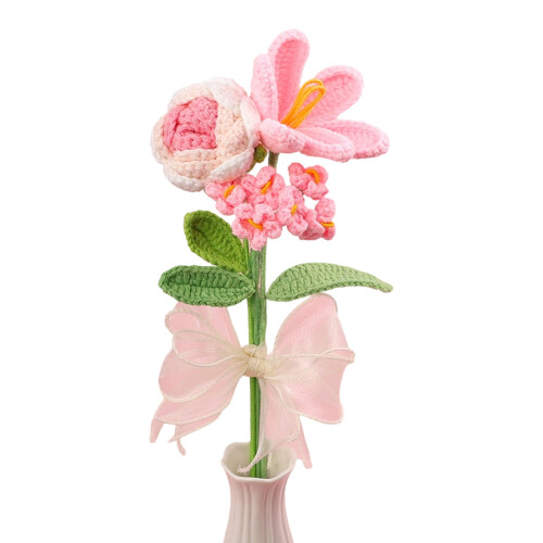 Beautiful Handmade Wool Tulips Rose Bunch For Table Decoration-A