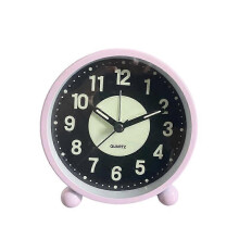 (pink) Silent Bedside Alarm Clock | Non~Ticking | Glow-in-the-Dark Bedroom Clock