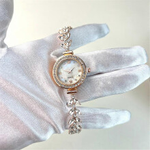 (rose gold) Exquisite Mermaid Fishtail Shape Watch Women's Fashion Diamond Bracelet Watch Luxury Waterproof Quartz Watch Formal Women's Watch