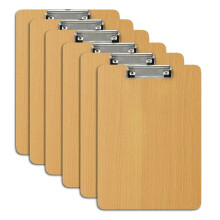 Juego de 6 portapapeles de madera con clips metálicos