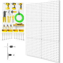 Heavy Duty Metal Pegboard Wall Organizer 24x24 Inch Panels for Garage Tool Storage and Crafts
