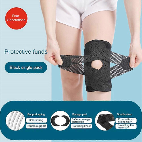 (XL, black) Knee Brace Knee Support Compression Sleeve With Side Stabilizers Silicone