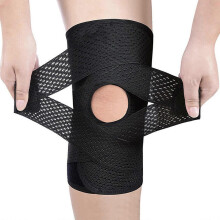 (M, black) Knee Brace Knee Support Compression Sleeve With Side Stabilizers Silicone