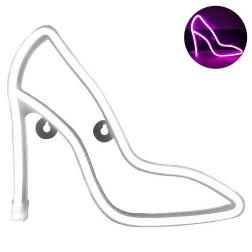 LED Neon Light - High Heel Shape, 28 x 27 cm, USB or 1