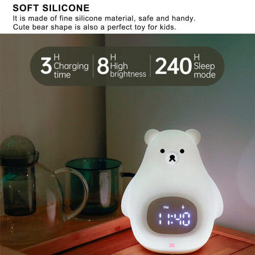 White Bear Wake-Up Light with Alarm Clock, Bedside Lamp 2