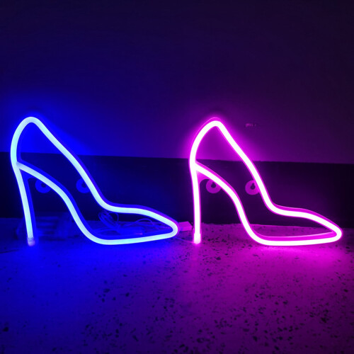 LED Neon Light - High Heel Shape, 28 x 27 cm, USB or 2