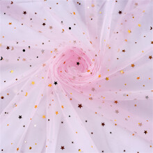 Glittering Starry Gauze Fabric 3.68Mx1.6M Polyester-light pink