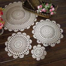 Mantel de algodón hecho a mano a crochet, 42 cm
