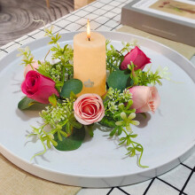 Eucalyptus & Rose Candle Ring Wreath
