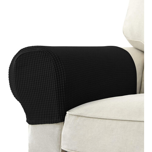 Conjunto de 2 capas protetoras elásticas antiderrapantes para apoio de braço de sofá.