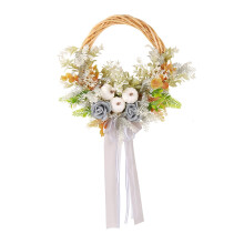 White Pumpkin Autumn Wreath for Door Decoration