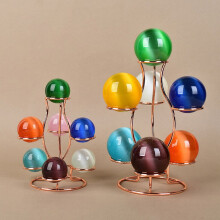 Bolincty Sphere Metal Display Stand, 7 Faux Crystal Ball Decorative Glass Globe Holder for Home Office Desktop Decoration