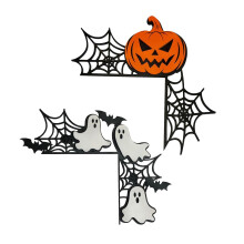 Wooden Halloween Door Corner Decor – Pumpkin & Ghost, 2pc