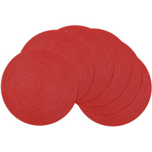 Round Braided Placemats Set of 6, 15 Inch, Polyester-Cotton