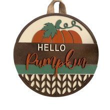 Pumpkin Wood Welcome Wreath 30cm