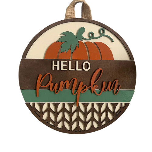 Pumpkin Wood Welcome Wreath 30cm
