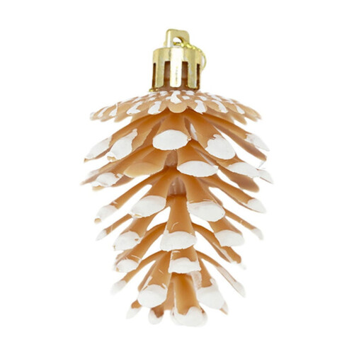 Pinecone Christmas Ornament Plastic Beige 6 pcs