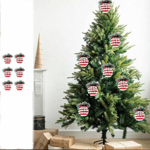 Christmas Flocked Suede Ball Tree Decoration 6PCS