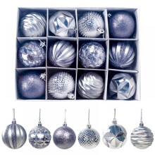Christmas ball ornaments shatterproof 12 pcs silver 60mm