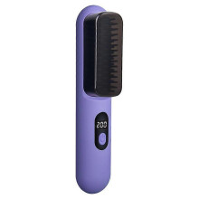 (purple) Hair Straightener Brush Hot Comb Hair Straightening LED Display