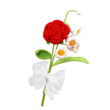 Stijlvol gebreide bloemendisplay met rozen en lelies,-Rood