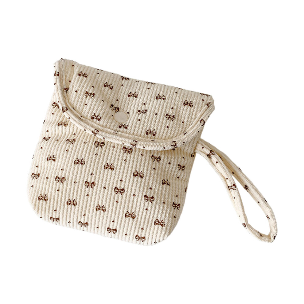 Practical Corduroy Sanitary Napkin Bag Storage Container-beige1