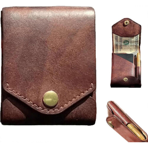 Multifunctional Compact Wallet,Handmade Leather Wallet for Men,Small Slim Thin