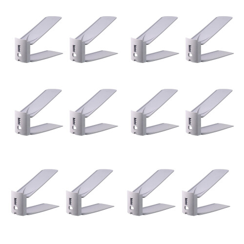 12 Pieces Adjustable Shoe Shelf For Wardrobe Strong Plastic Shoe