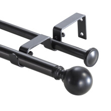 Urbanest dobbel justerbar gardinstangsett, svart, 112–236 cm