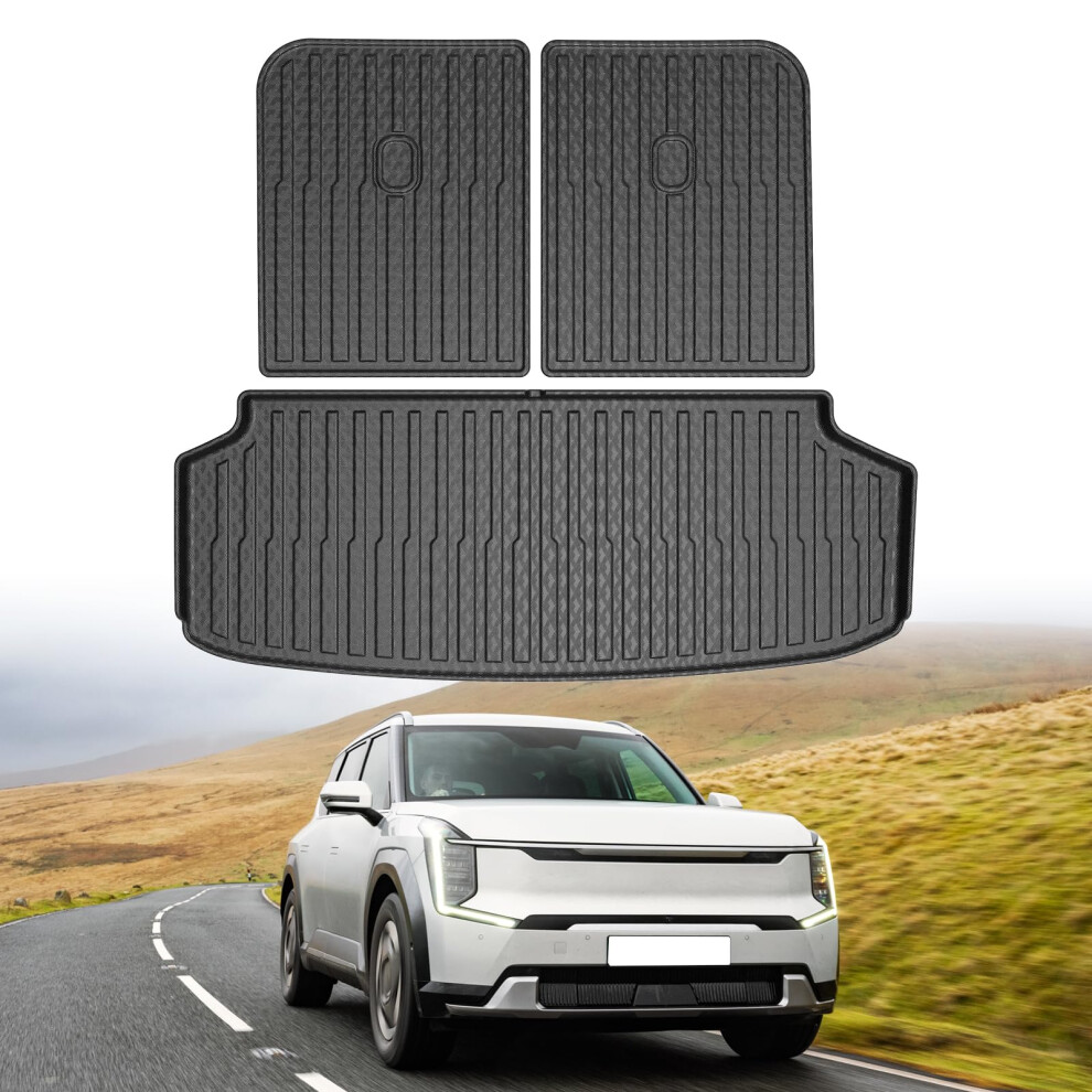 Customfit Cargo Liner And Trunk Mat For Kia Ev9 6 Passenger, Allweather Tpe, Spillresistant Black 9310869835578