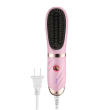 (plug in version pink) New All-in-One Hair Straightener Professional Quick Heated Electric Hot Comb Multifunctional Hairstyle Brush