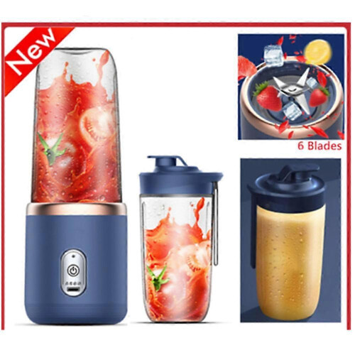 (blue) New Electric Mini Juice Maker Portable Blender Smoothie Juicer Fruit Machine