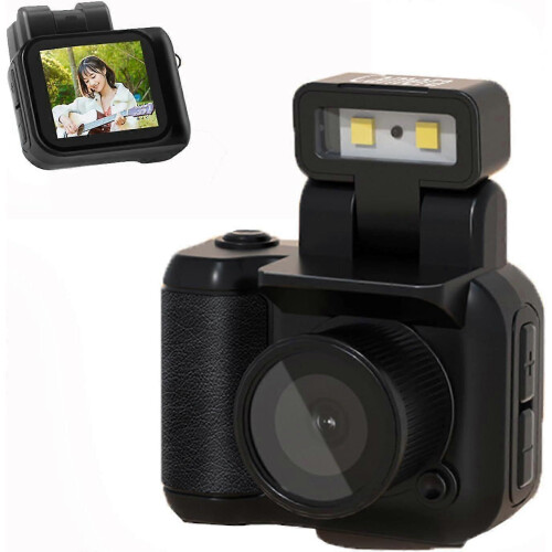 (Black with battery) Mini Camera, Mini Vintage Camera, Tiny Nostalgic Snap Camera