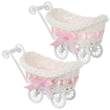 Woven Miniature Trolley Shape Baby Shower Candy Basket