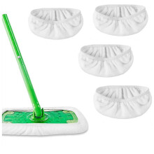 (S, white) 4PCS Home Cleaning Mop Replacement Cloth Thickened Flat Mop Pad Microfiber Wet And Dry Mop Cloth Replacement Accessories