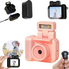 (Pink with battery) Mini Camera, Mini Vintage Camera, Tiny Nostalgic Snap Camera