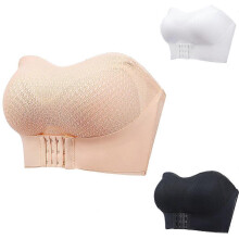 (M, black) Women Ladies Strapless Bandeau Bra Boob Tube Removable Pad Comfort Tops
