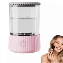 (pink) Rinse Hero Brush Cleaner, Beauty Swirl Electric Cosmetic Brush Cleaner
