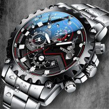 (Silver steel black background) High Quality Trendy Watches Mens Watch Smart Device Watch Mechanical Watch