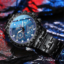 (Black steel blue background) High Quality Trendy Watches Mens Watch Smart Device Watch Mechanical Watch